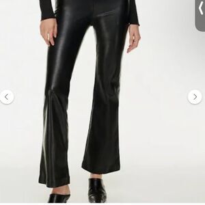 Aritzia Wilfred Faux Leather High Waisted Crop Bootcut Flare Pants Size 4 Black